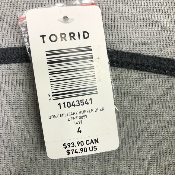 𝅺Torrid gray military ruffle blazer - Picture 8 of 16